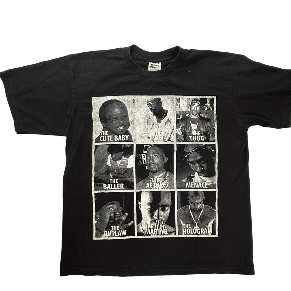 2Pac Tupac Shakur Graphic T-Shirt Bundle Mens XL Long Sleeve Rose Grid 2 Pack - Picture 5 of 11